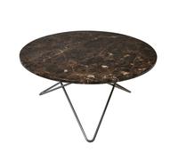 OX Denmarq - O Coffee Table Ø80 cm, Black frame/Brown marble - Brown