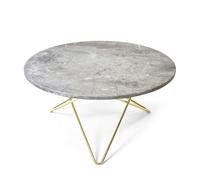 OX Denmarq - O Coffee Table Ø80 cm, Brass frame/Grey marble - Grey