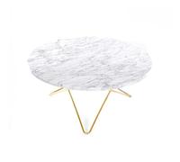 OX Denmarq - O Coffee Table Ø80 cm, Brass frame/White marble - White