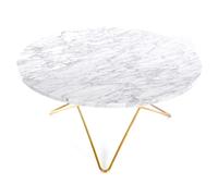 OX Denmarq - O Coffee Table Ø80 cm, Brass frame/White matt marble - White