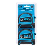 Ox Dual Auto Lock 8M Carbon Steel & Nylon Tape Measure, Pack Of 2 - Ox-P505488