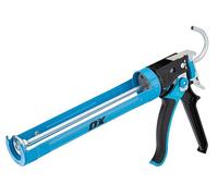 OX Heavy-Duty Caulk Gun 400mL - Dual Thrust Ratios 25:1 & 12:1, Dripless On/Off Switch, Built-in Spout Cutter & Seal Punch, Ergonomic Handle - for High & Low Viscosity Sealants