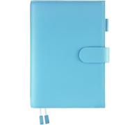 Ox Knight A5 Leather Planner Cover for Hobonichi Cousin, Stalogy, Midori, Leuchtturm1917, and More - with Pen Loop, Card Slots, Back Pocket, and Bookmarks (Light Blue)