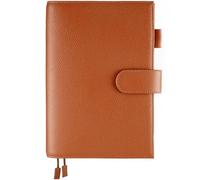 Ox Knight A5 Leather Planner Cover for Hobonichi Cousin, Stalogy, Midori, Leuchtturm1917, and More - with Pen Loop, Card Slots, Back Pocket, and Bookmarks (Brown)