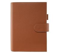 Ox Knight A5 Leather Planner Cover for Hobonichi Cousin, Stalogy, Midori, Leuchtturm1917, and More - with Pen Loop, Card Slots, Back Pocket, and Bookmarks (Brown)