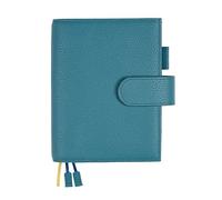 Ox Knight A6 Leather Planner Cover for Hobonichi, Stalogy, Midori Hibino, Leuchtturm1917, and More - with Pen Loop, Card Slots, Back Pocket, and Bookmarks (Dark Blue)