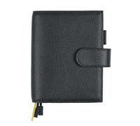 Ox Knight A6 Leather Planner Cover for Hobonichi, Stalogy, Midori Hibino, Leuchtturm1917, and More - with Pen Loop, Card Slots, Back Pocket, and Bookmarks (Black)