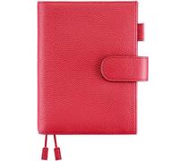 Ox Knight B6 Leather Planner Cover for Stalogy, Midori, Leuchtturm1917, and More - with Pen Loop, Card Slots, Back Pocket, and Bookmarks (Red)