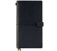 Ox Knight Leather Travelers Notebook, 8.6'' x 4.6'', Refillable Vintage Travel Journal, Handmade Leather Journal with Kraft Folder, and 3 Inserts (Standard Size, Black)