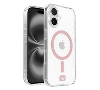 OX Magclear Case for iPhone 16 - Shockproof Military Grade Protection Reinforced Corner Anti Scratch Anti-Yellowing Cover Screen & Camera Lens Protector - Compatible with MagSafe - Pink