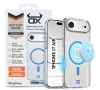 OX MagClear Case for iPhone 17 Air | Clear Anti-Yellow MagSafe Compatible Cover | 1.5 Meter Drop Protection | Shock-Proof Edge | Military Grade | Tactile Buttons & Integrated Action Button | Bluejay