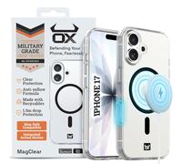 OX MagClear Case for iPhone 17 | Clear Anti-Yellow MagSafe Compatible Cover | 1.5 Meter Drop Protection | Shock-Proof Edge | Military Grade | Tactile Buttons & Integrated Action Button | Bison Black