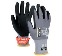 OX-ON Flexible Advanced 1900 Grey Work Gloves, Durable Safety Gloves, Secure & Precise Grip, Protective & Comfortable Nitrile Gloves, Phone Touch Function, Food Contact Sanitised - 12pairs,Size 9/L