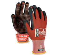 OX-ON Flexible Advanced 1901 Red Work Gloves, Extremely Durable Safety Gloves, Secure Precise Grip, Protective & Comfortable Nitrile Gloves, Dotted Palm For Extra Grip, Sanitised - 12pairs,Size 11/XXL