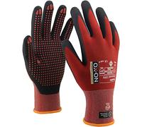 OX-ON Flexible Advanced 1906 Red Work Gloves, Extremely Durable Safety Gloves, Secure & Precise Grip, Protective & Comfortable Nitrile Gloves, Dotted Palm For Extra Grip, Sanitised - 6pairs,Size 6/XS