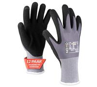 OX-ON Flexible Supreme 1600 Work Gloves Grey, Extremely Durable Safety Gloves, Secure & Precise Grip, Protective & Comfortable, Durable & Versatile, Carpentry, Masonry, Mechanic - 12pairs,Size 8/M