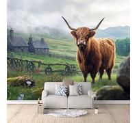 Ox Photo Wallpaper - Natural Scenery Animals Cow Wall Mural 150 × 105 cm / 59" × 41.3" - Non-Woven Premium 3D Art Print Wall Mural Decoration Poster Picture Design Modern