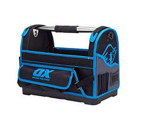 OX Pro 18"/460mm Open Tool Storage Tote Bag, Waterproof Base | Heavy-Duty Steel Handle with Rubber Grip, Injected Polypropylene Hard Base