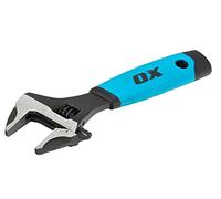 OX Pro 6"/152mm Adjustable Wrench, Extra Wide Jaw Opening 24mm | Narrow Head Design for Confined Spaces, Laser Marked Jaw Scale, Soft Grip Handle