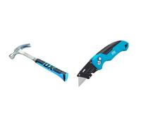 OX Pro Claw Hammer - 20 oz & P224301 Pro Heavy Duty Fixed Blade Folding Knife, Blue/Black