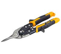 OX Pro Heavy Duty Aviation Snips Straight Cut (Yellow) | Yellow handles, heat-treated alloy jaws, serrated blades, auto-release, one-handed operation, ergonomic soft grip