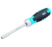 OX Pro Heavy Duty Multibit Ratchet Screwdriver | 10 Chrome Vanadium Bits, Lockable Ratchet, In-Handle Bit Storage - Slotted, Phillips, Pozidrive & Torx Screwdriver Bits