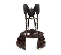OX Pro Oil Tanned Leather Framing Rig with (XL) Belt and Padded Suspenders Leather Framing Tool Belt with Suspenders and Tool Pouches Dual Hammer Holsters OX-P263610
