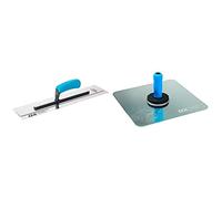 OX Pro UltraFlex Finishing Trowel 18in / 455 x 110 mm & OX Pro Aluminium Hawk - 13" X 13"