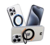 Ox Ring Case for iPhone 15 Pro - 360° Rotatable Ring Stand Shockproof Military Grade Protection Raised Bezel & Raised Camera Frame - Compatible with Magsafe - Wolf White