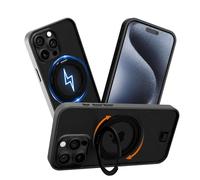 Ox Ring Case for iPhone 15 Pro - 360° Rotatable Ring Stand Shockproof Military Grade Protection Raised Bezel & Raised Camera Frame - Compatible with Magsafe - Bear Black