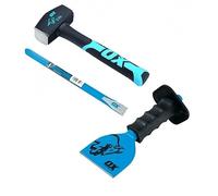 OX Striking & Demolition Tools Set - Fibreglass Handle Club Hammer 2LB, Cold Chisel - ¾" X 12" / 20MM X 300MM and Brick Bolster with Guard - 4" / 100mm