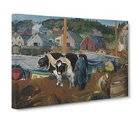Ox Team, Matinicus Wharf By George Bellows Canvas Print for Living Room Bedroom Home Office Décor, Wall Art Picture Ready to Hang, 30 x 20 Inch (76 x 50 cm)