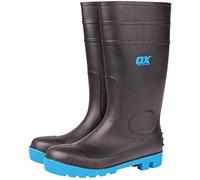 OX Tools Mens Safety Wellington Boot - Size 13, Black Blue, 13 UK EU