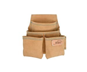 OX Tools OX-T264104 Trade Series Suede Leather Fastener Pouch - 4 Pockets, Multiple-Pockets, Heavy Duty Leather & Reinforced Riveting