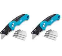 OX Tools P224301 Pro Heavy Duty Fixed Blade Folding Knife, Blue/Black (Pack of 2)