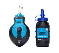 OX Tools Pro Aluminium Kevlar Chalk Line Reel and Refill, Blue