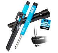 OX Tools Pro Tuff Carbon Mechanical Carpenter Pencils Twin Pack with Leads, Holder & Built-in Sharpener - Heavy Duty Construction Marking Pencils with 2.8mm Refillable Leads