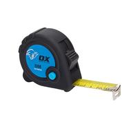 OX Trade 8m Tape Measure - Metric Only,Black/Blue | Wide Blade, Duragrip Moulded Rubber Case, Shock Absorbing Retractable with Thumb Lock, End Hook Belt Clip