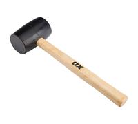 OX Trade Black Rubber Mallet 16oz / 450g, Non-Marking Hammer, Wooden Handle