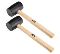 OX Trade Black Rubber Mallet 16oz / 450g Twin Pack, Non-Marking Hammer
