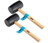 OX Trade Black Rubber Mallet 32oz / 900g Twin Pack, Non-Marking Hammer
