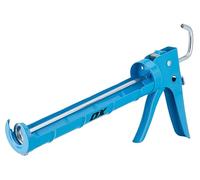 OX Trade Caulk Gun with Grip 400mL - Half-Barrel, 10:1 Thrust Ratio, Drip-Free, Heavy-Duty Steel Frame, Ergonomic Handle, Spout Cutter, Seal Punch, Ladder Hook - for Silicone, Latex & Acrylic Sealants