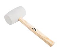 OX Trade White Rubber Mallet 32oz / 907g, Non-Marking Hammer, Wooden Handle