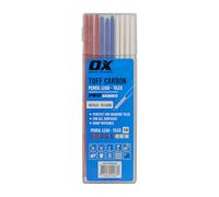 OX Tools Tuff Carbon Marking Pencil Replacement Lead 10-Pack with Red, Blue & White Lead, 2.88 mm lead - Designed For Tile Marking, OX-P503204