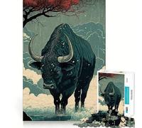 Ox Ukiyo E Japan China 1000 Piece Jigsaw Puzzles for Teenagers Jigsaw Smart Game Warm Time Image Assembly Lovely Gift (38x26cm)