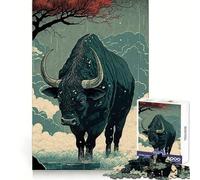 Ox Ukiyo E Japan China 1000 Piece Jigsaw Puzzles for Teenagers Jigsaw Smart Game Warm Time Image Assembly Lovely Gift (38x52cm)