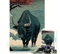 Ox Ukiyo E Japan China 1000 Piece Jigsaw Puzzles for Teenagers Jigsaw Smart Game Warm Time Image Assembly Lovely Gift (38x26cm)