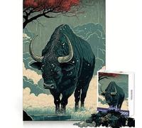 Ox Ukiyo E Japan China Jigsaw Puzzles 1000 Pieces for Teenagers Recall Boost Serene Time Smooth Cut Elegant Gift (50x75cm)