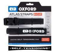 Atlas B-Clip (Pair), 26mm x 1.2m, Black. Motorcycle Adjustable Luggage Strap