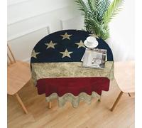 OXbnmm American Flag Print Soft Round Tablecloth 60in Polyester Washable Cover Cozy Gift for Mom Housewarming